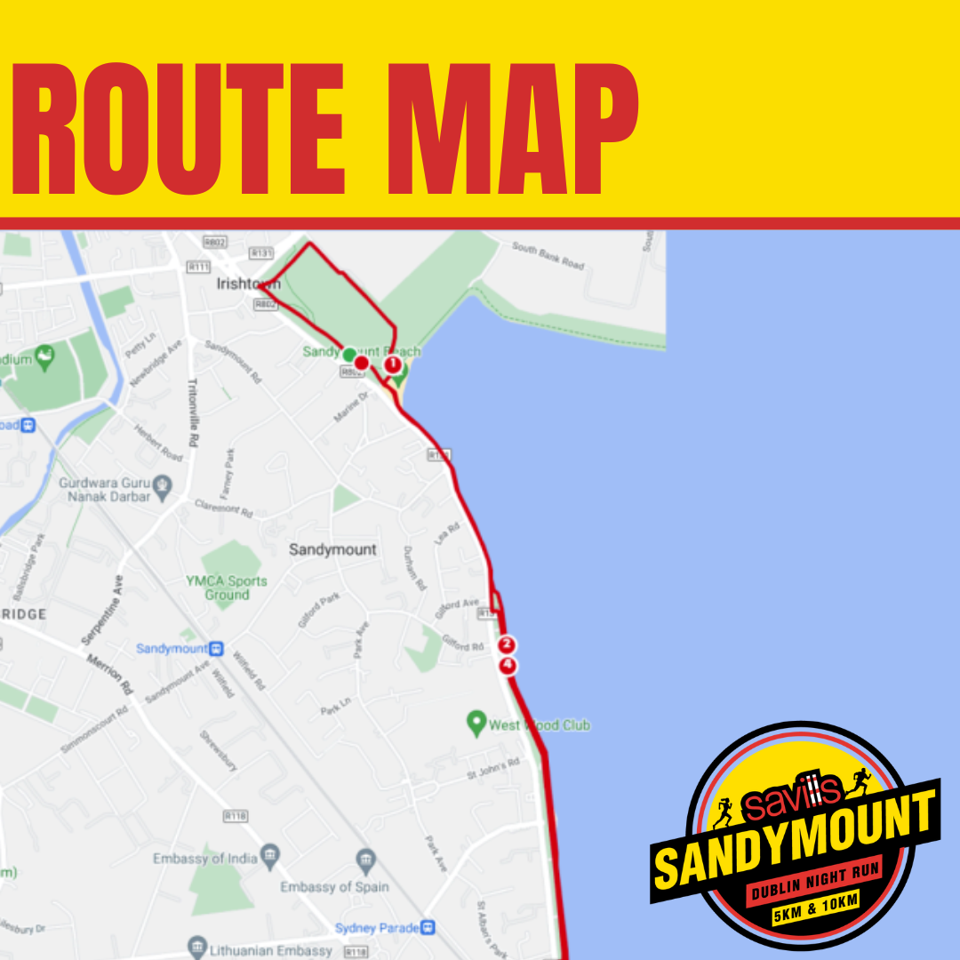 Sandymount night Run Route Map